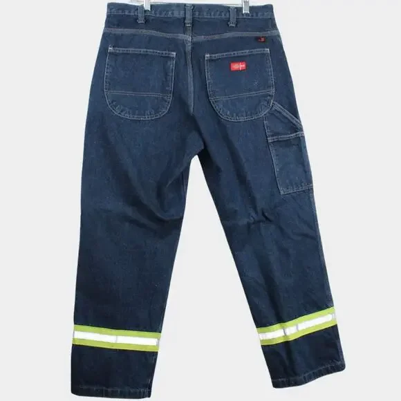 Dickies Jeans Sz 36x30 Work Flame Retardant Reflective Strip on Leg Safety Pants - Picture 2 of 9